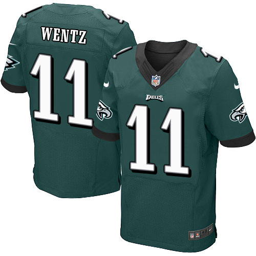 Men's Elite Carson Wentz Nike Jersey Midnight Green Home - #11 NFL Philadelphia Eagles